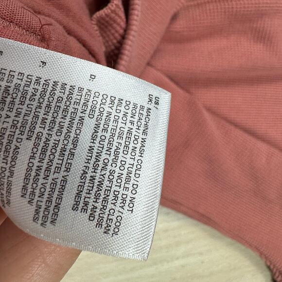 Adidas Raw Pink Short Sleeve Full Zip Waffle Knit Track Top Sporty Jacket Medium - Picture 9 of 14